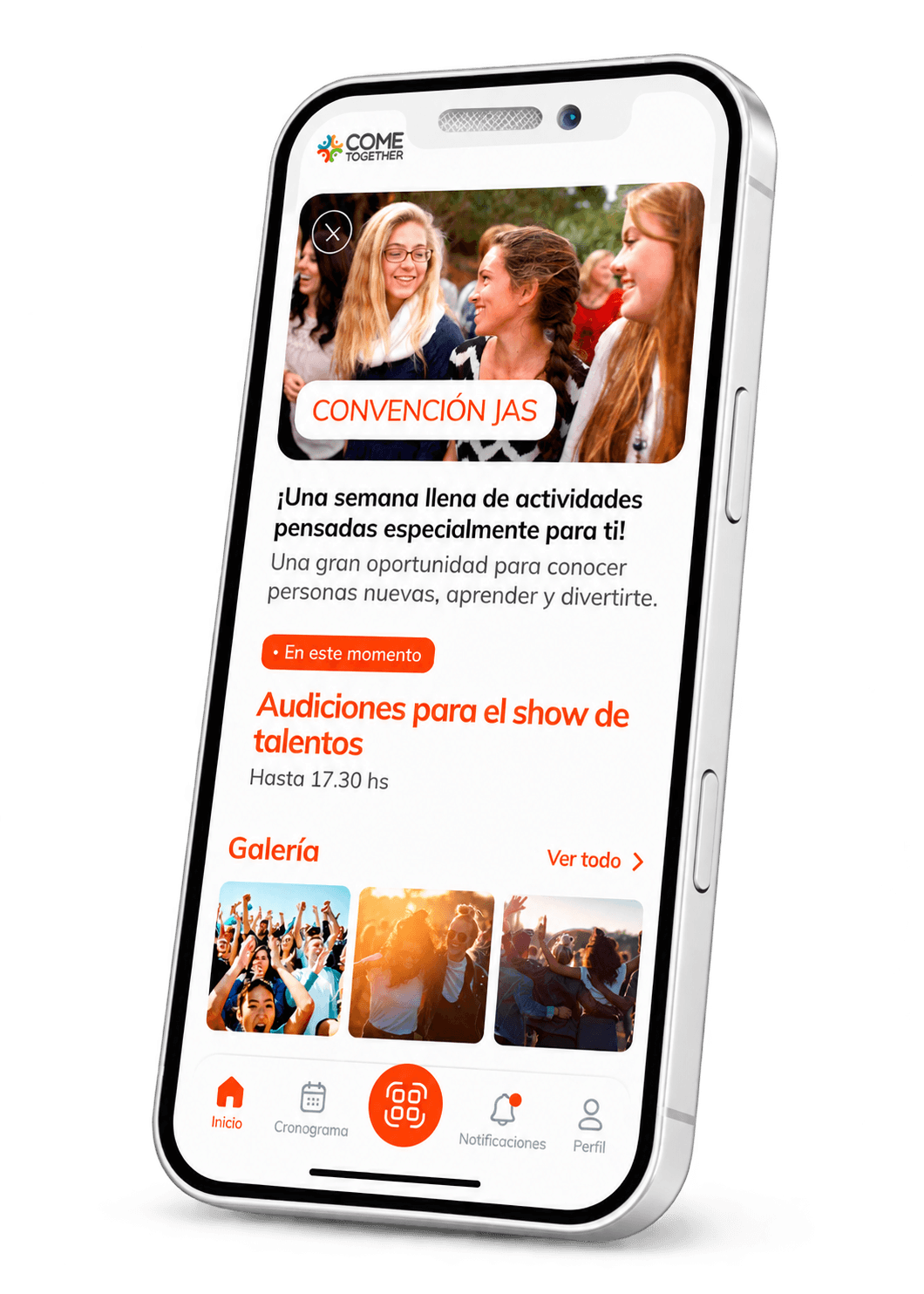Mockup di Come Together Connect su un telefono